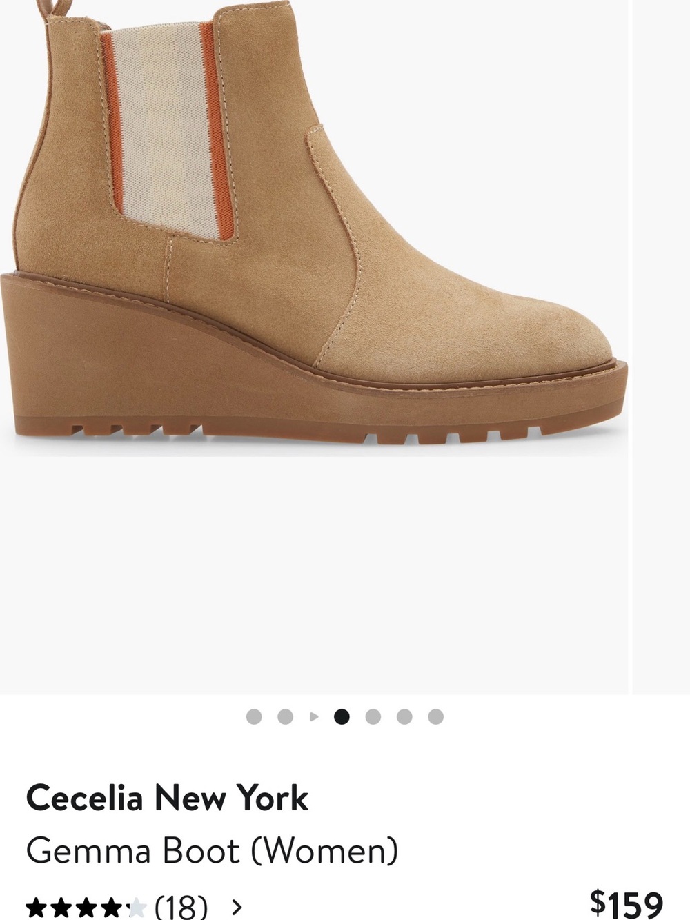 CECELIA NEW YORK Tan Suede Wedge Chelsea Bootie with Elastic Panels